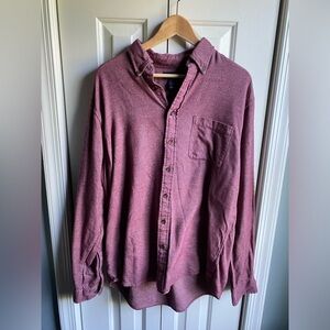 Lands End Mens Long Sleeve Cotton Maroon Flannel Size Large/Tall Soft Outdoor